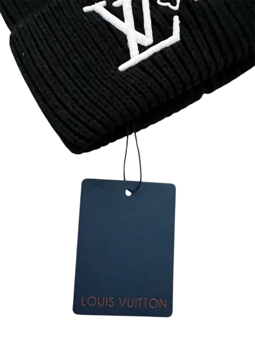 Louis Vuitton Black Knit 'LV Lovers' Logo Beanie - Picture 2 of 4
